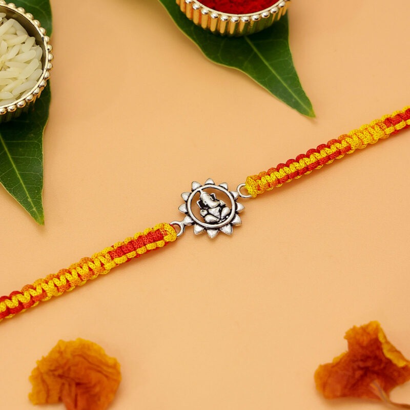 Blessings & Protection - Pure Silver Ganesha Rakhi for Raksha Bandhan