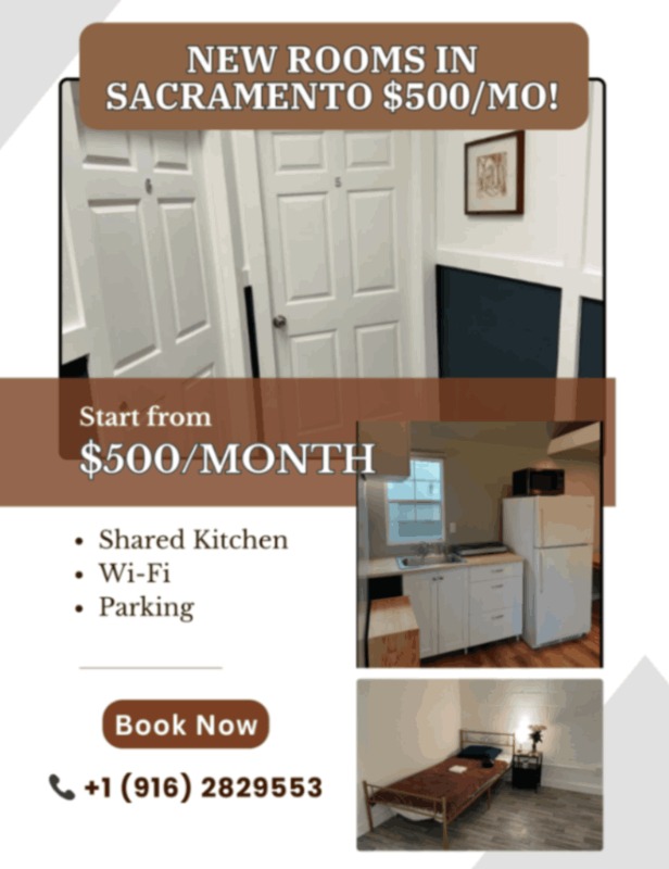 Move In Today! New Room in Sacramento from $500/month