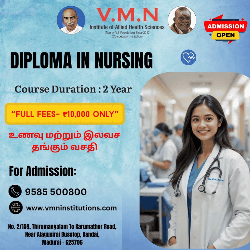 Top Nursing Diploma Courses in Madurai â€“ Career-Focused Training